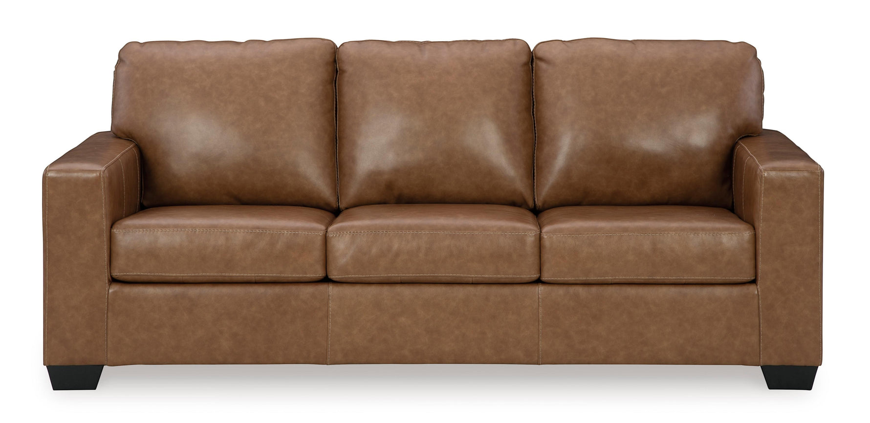 TOCO Meubles Canapé-lit Jelani en cuir marron, 3 places, design moderne et confortable.