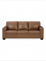 TOCO Meubles Canapé-lit Jelani en cuir marron, 3 places, design moderne et confortable.