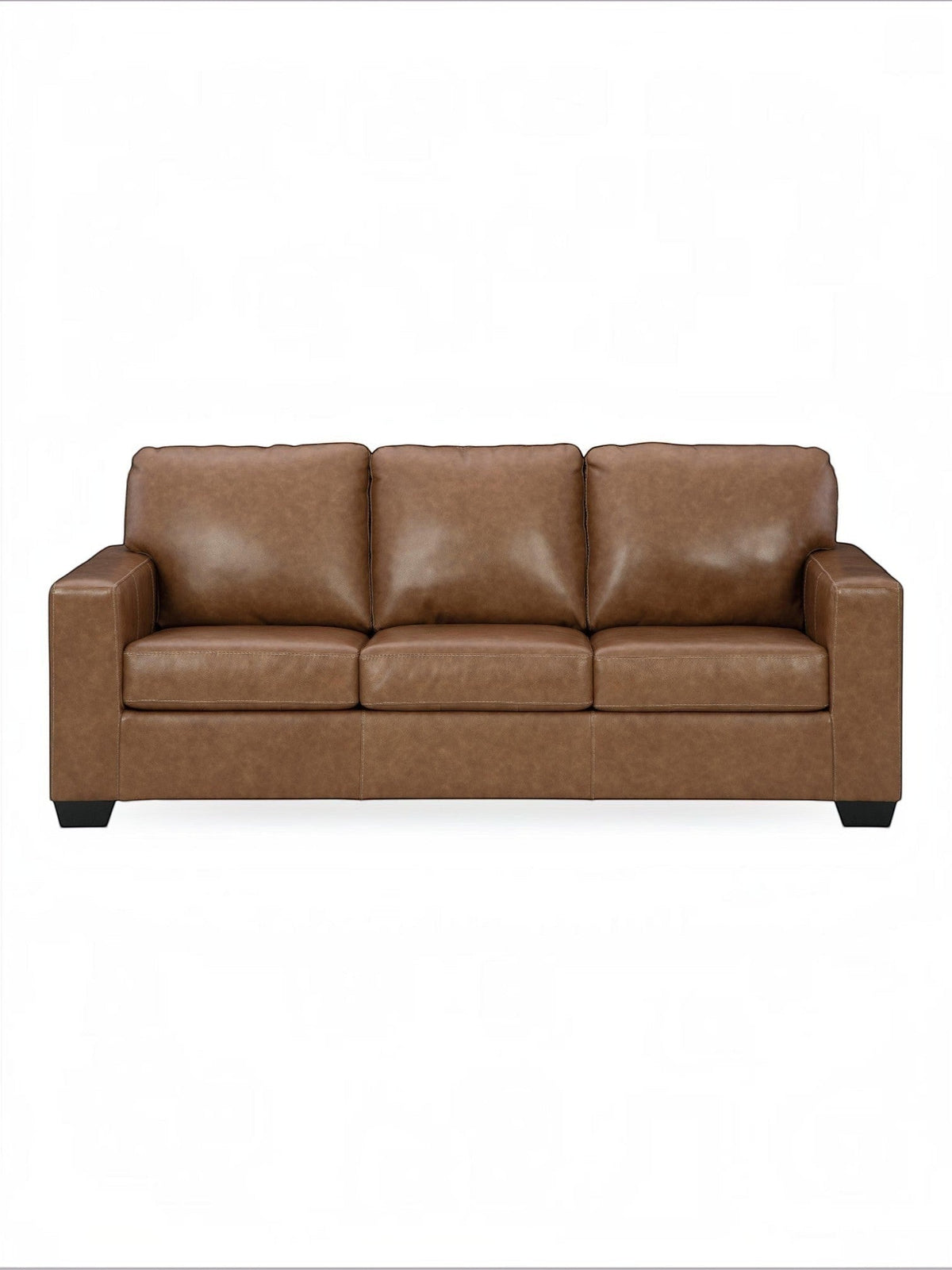 TOCO Meubles Canapé-lit Jelani en cuir marron, 3 places, design moderne et confortable.