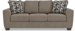 TOCO Meubles Canapé-lit Kaya taupe en tissu avec coussins décoratifs géométriques noirs et blancs