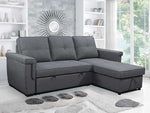 TOCO Meubles Canapé-lit Kendi gris foncé, tissu, 3 places avec méridienne et rangement intégré, design moderne.