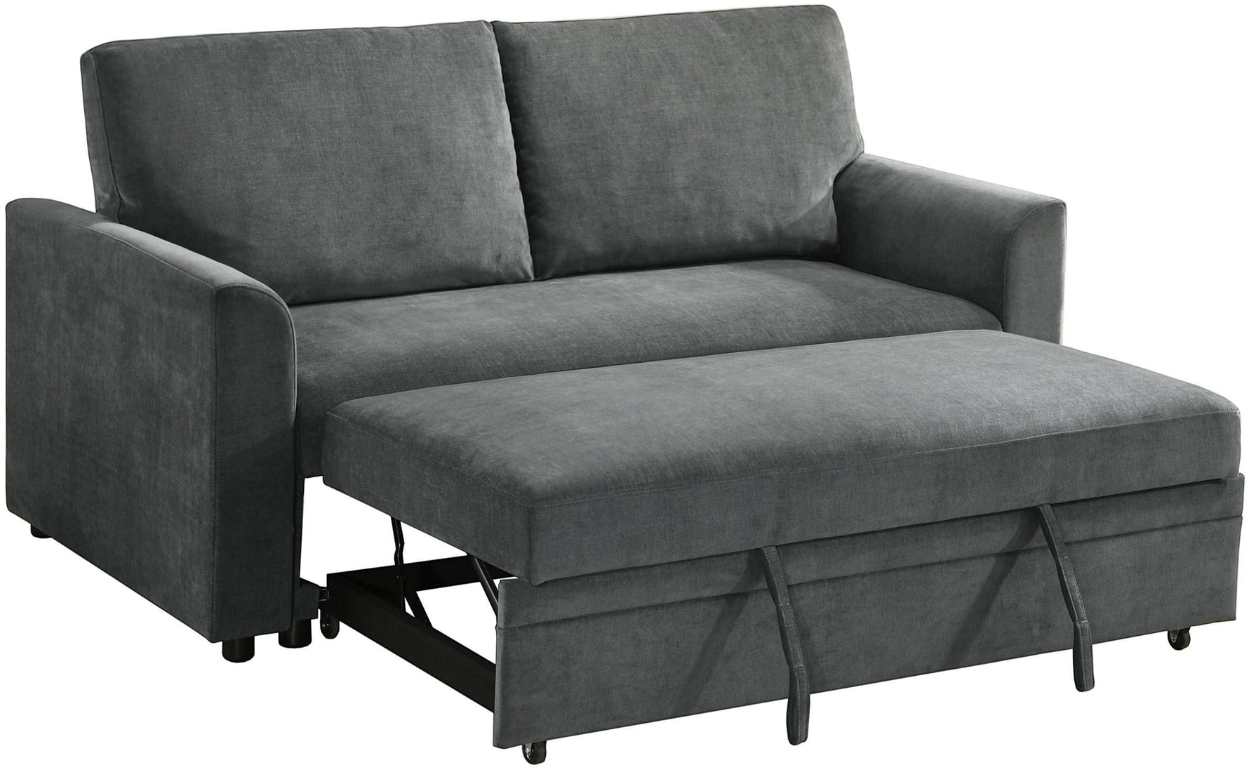 TOCO Meubles Canapé-lit Nico gris foncé en tissu, convertible en lit, avec repose-pieds intégré.