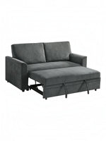 TOCO Meubles Canapé-lit Nico gris foncé en tissu, convertible en lit, avec repose-pieds intégré.