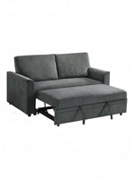 TOCO Meubles Canapé-lit Nico gris foncé en tissu, convertible en lit, avec repose-pieds intégré.
