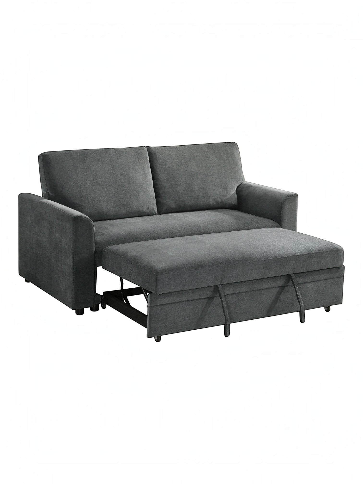 TOCO Meubles Canapé-lit Nico gris foncé en tissu, convertible en lit, avec repose-pieds intégré.