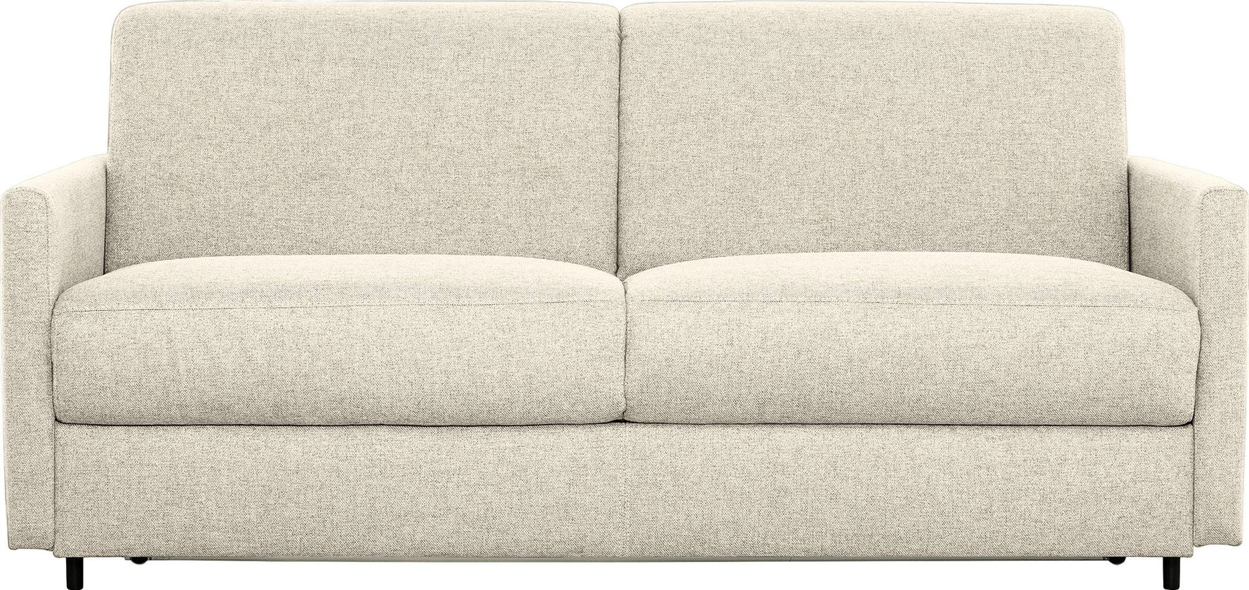 Canapé-lit Omari TOCO Meubles en tissu texturé crème, design moderne avec accoudoirs carrés et pieds noirs discrets.