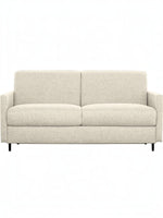 Canapé-lit Omari TOCO Meubles en tissu texturé crème, design moderne avec accoudoirs carrés et pieds noirs discrets.