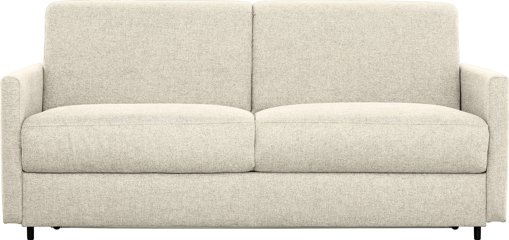 Canapé-lit Omari TOCO Meubles en tissu texturé crème avec pieds noirs discrets. Design moderne et confortable.