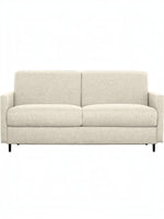Canapé-lit Omari TOCO Meubles en tissu texturé crème, design moderne avec accoudoirs carrés et pieds noirs discrets.