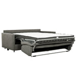 TOCO Meubles Canapé-lit Omari gris en tissu, convertible en lit avec matelas blanc.