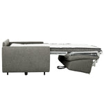 TOCO Meubles Canapé-lit Omari gris en tissu, convertible en lit avec matelas visible.