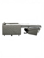 TOCO Meubles Canapé-lit Omari gris en tissu, convertible en lit avec matelas visible.