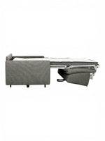 TOCO Meubles Canapé-lit Omari gris en tissu, convertible en lit avec matelas visible.