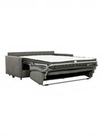 TOCO Meubles Canapé-lit Omari gris en tissu, convertible en lit avec matelas blanc.