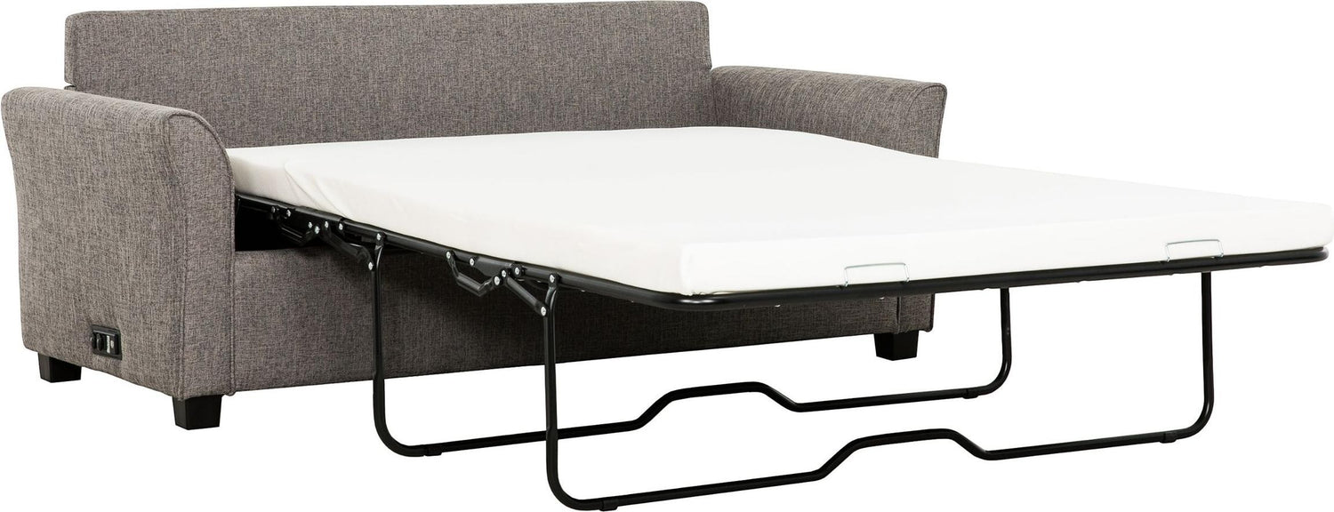 TOCO Meubles Canapé-lit Sana gris chiné, convertible en lit avec matelas blanc, design moderne.