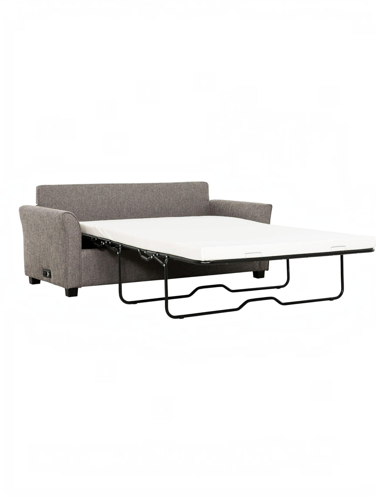 TOCO Meubles Canapé-lit Sana gris chiné, convertible en lit avec matelas blanc, design moderne.
