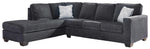 TOCO Meubles Sofa-lit sectionnel Marcel gris foncé en tissu, avec méridienne et coussins décoratifs.