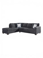 TOCO Meubles Sofa-lit sectionnel Marcel en tissu gris foncé avec coussins décoratifs blancs