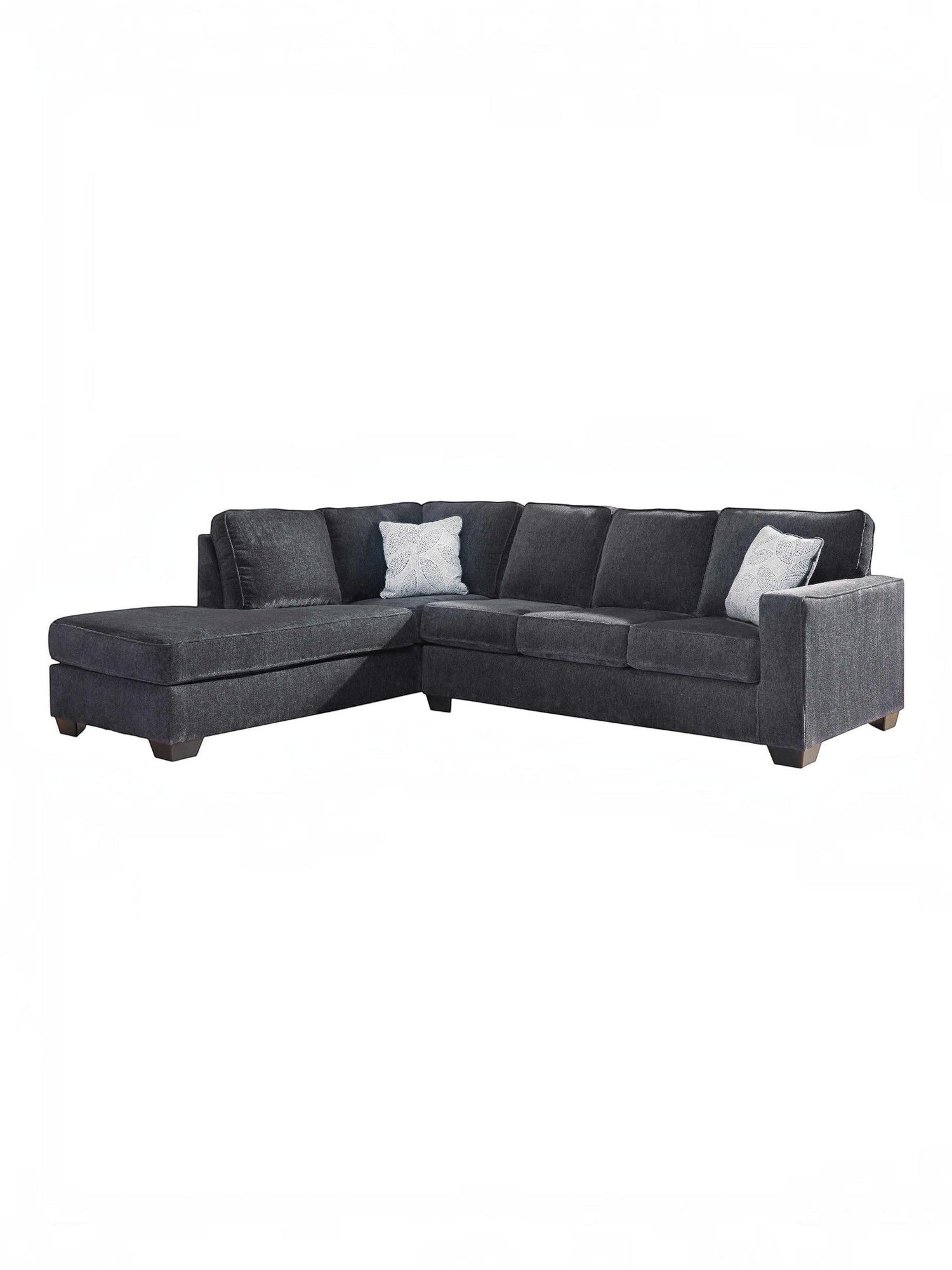 TOCO Meubles Sofa-lit sectionnel Marcel en tissu gris foncé avec coussins décoratifs blancs
