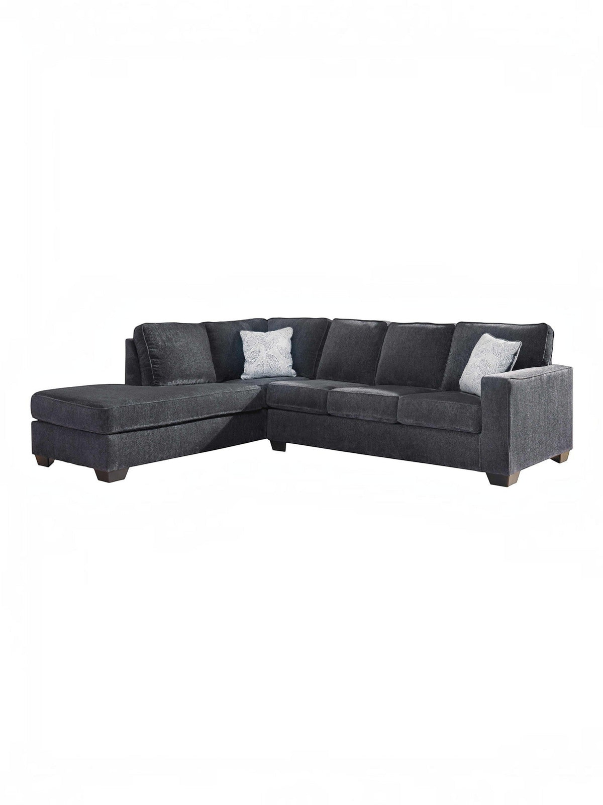 TOCO Meubles Sofa-lit sectionnel Marcel en tissu gris foncé avec coussins décoratifs blancs