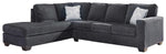 TOCO Meubles Sofa-lit sectionnel Marcel en tissu gris foncé avec coussins décoratifs blancs