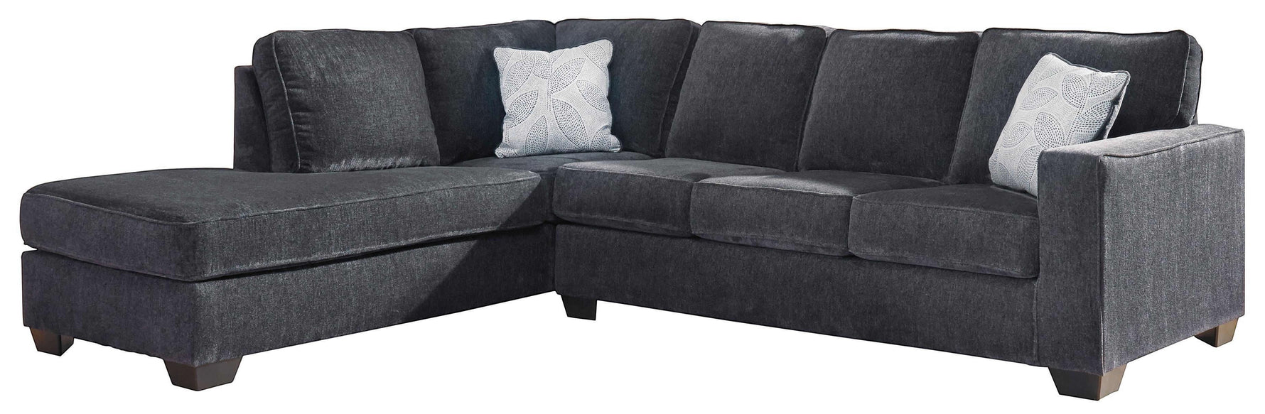 TOCO Meubles Sofa-lit sectionnel Marcel en tissu gris foncé avec coussins décoratifs blancs