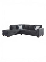 TOCO Meubles Sofa-lit sectionnel Marcel en tissu gris foncé avec coussins décoratifs blancs
