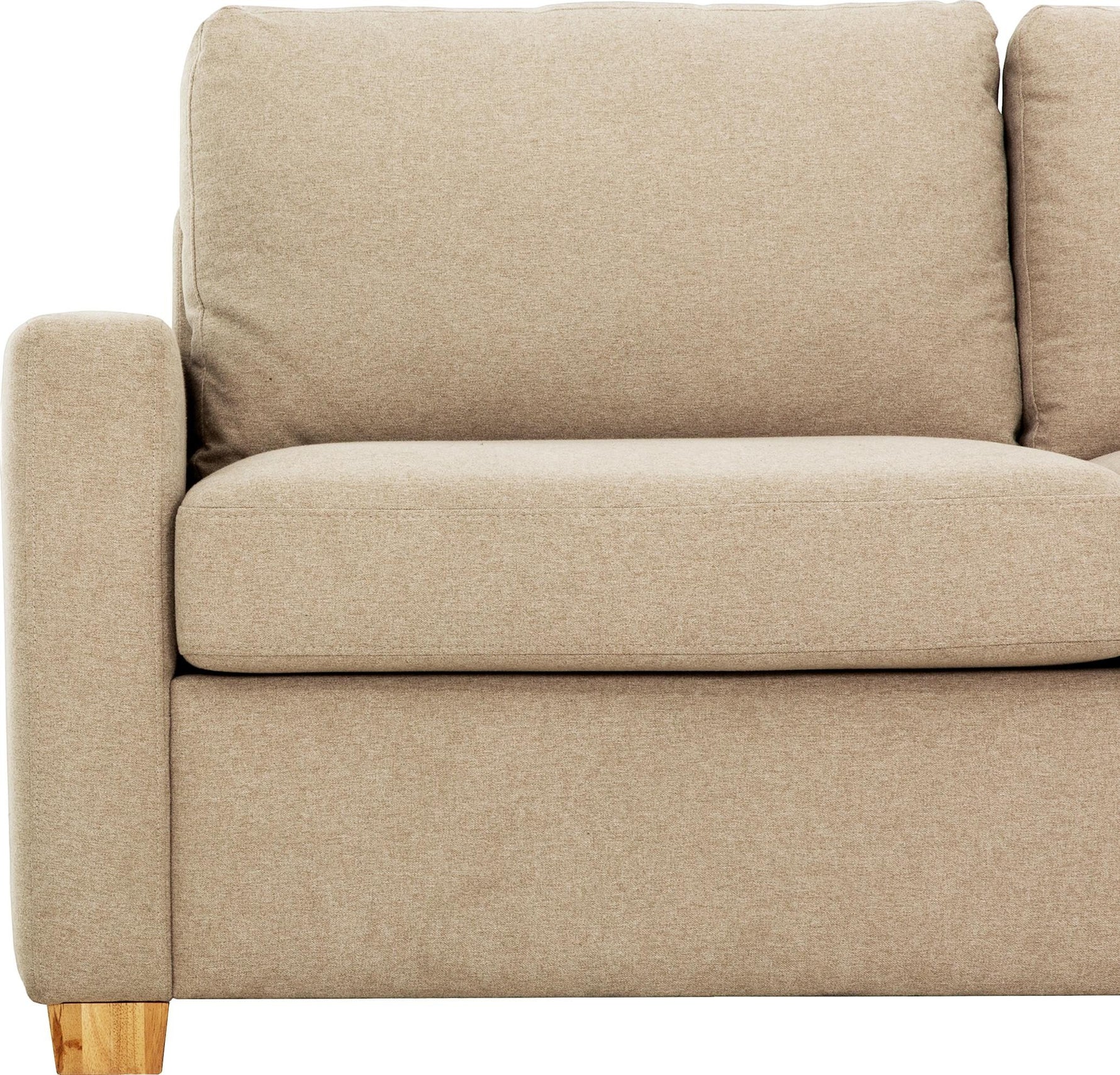 TOCO Meubles Canapé-lit sectionnel Zola beige en tissu, pieds en bois, design moderne.