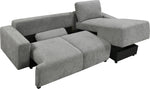 TOCO Meubles Canapé-lit Teha gris chiné en tissu, convertible avec coffre de rangement intégré, design moderne.