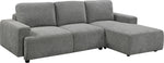 TOCO Meubles Canapé-lit Teha gris chiné en tissu, 3 places avec méridienne.