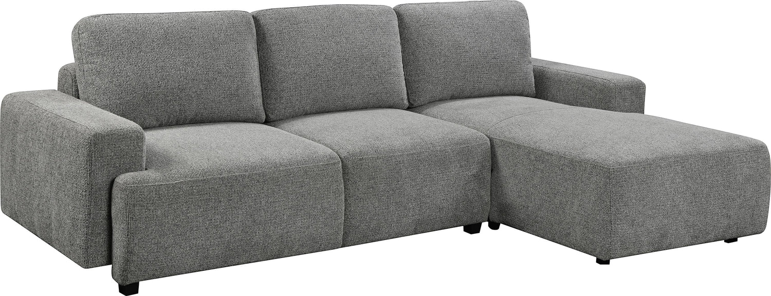 TOCO Meubles Canapé-lit Teha gris chiné en tissu, 3 places avec méridienne.
