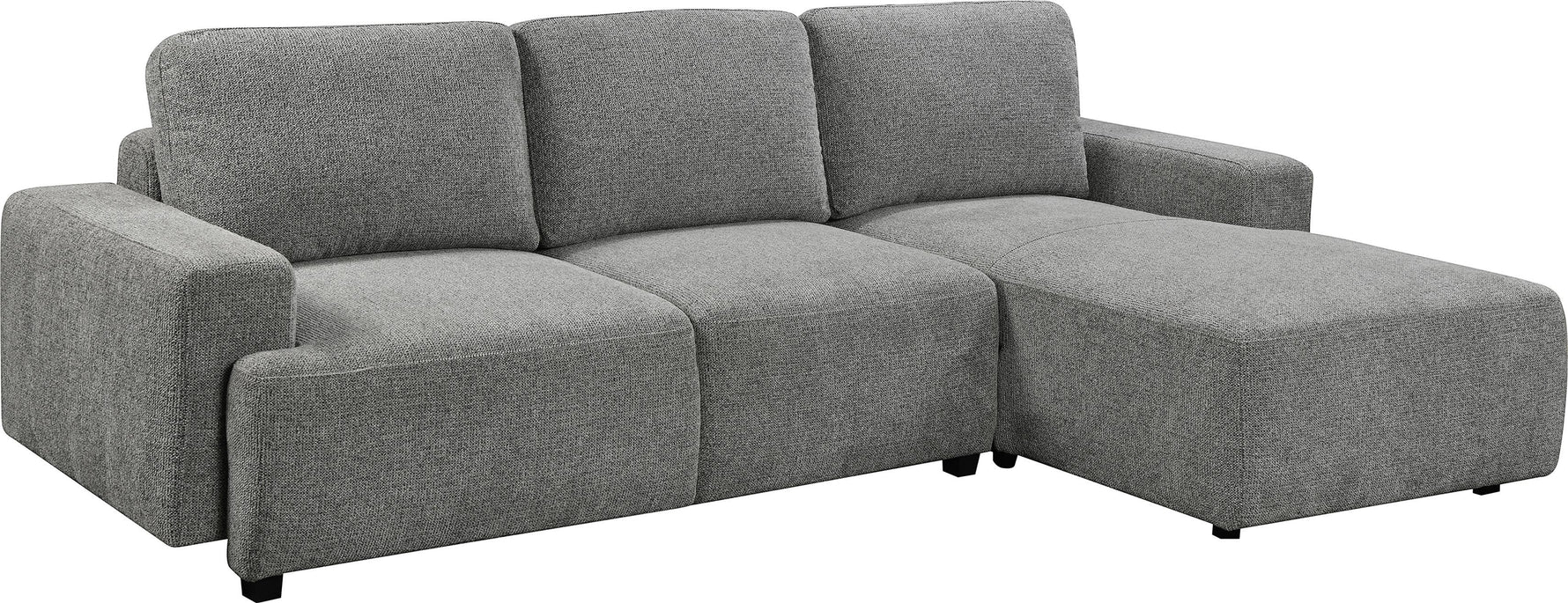 TOCO Meubles Canapé-lit Teha gris chiné en tissu, 3 places avec méridienne.