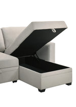 TOCO Meubles Canapé-lit Teni gris clair avec rangement intégré sous l'assise, idéal pour salon moderne.