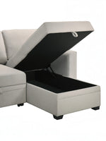 TOCO Meubles Canapé-lit Teni gris clair avec rangement intégré sous l'assise, idéal pour salon moderne.