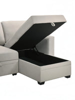 TOCO Meubles Canapé-lit Teni gris clair avec rangement intégré sous l'assise, idéal pour salon moderne.