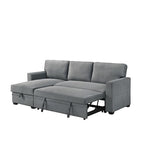 TOCO Meubles Canapé-lit Teni gris en tissu, avec méridienne et tiroirs de rangement intégrés, idéal pour salon.