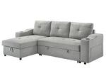 TOCO Meubles Canapé-lit Zena gris clair avec méridienne, accoudoirs porte-gobelet et rangement intégré.