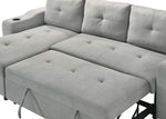TOCO Meubles Canapé-lit Zena gris clair en tissu avec méridienne et porte-gobelet intégré, assise capitonnée.