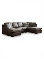 TOCO Meubles Canapé-lit Zuri marron aspect cuir avec coussins décoratifs géométriques