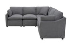 TOCO Meubles Canapé Pippa modulaire gris en chenille confortable, 4 places avec accoudoir gauche et siège d'angle.
