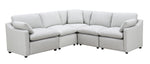 TOCO Meubles Canapé modulaire Marine en tissu gris clair, 5 places, avec coussins moelleux et accoudoirs inclinés.