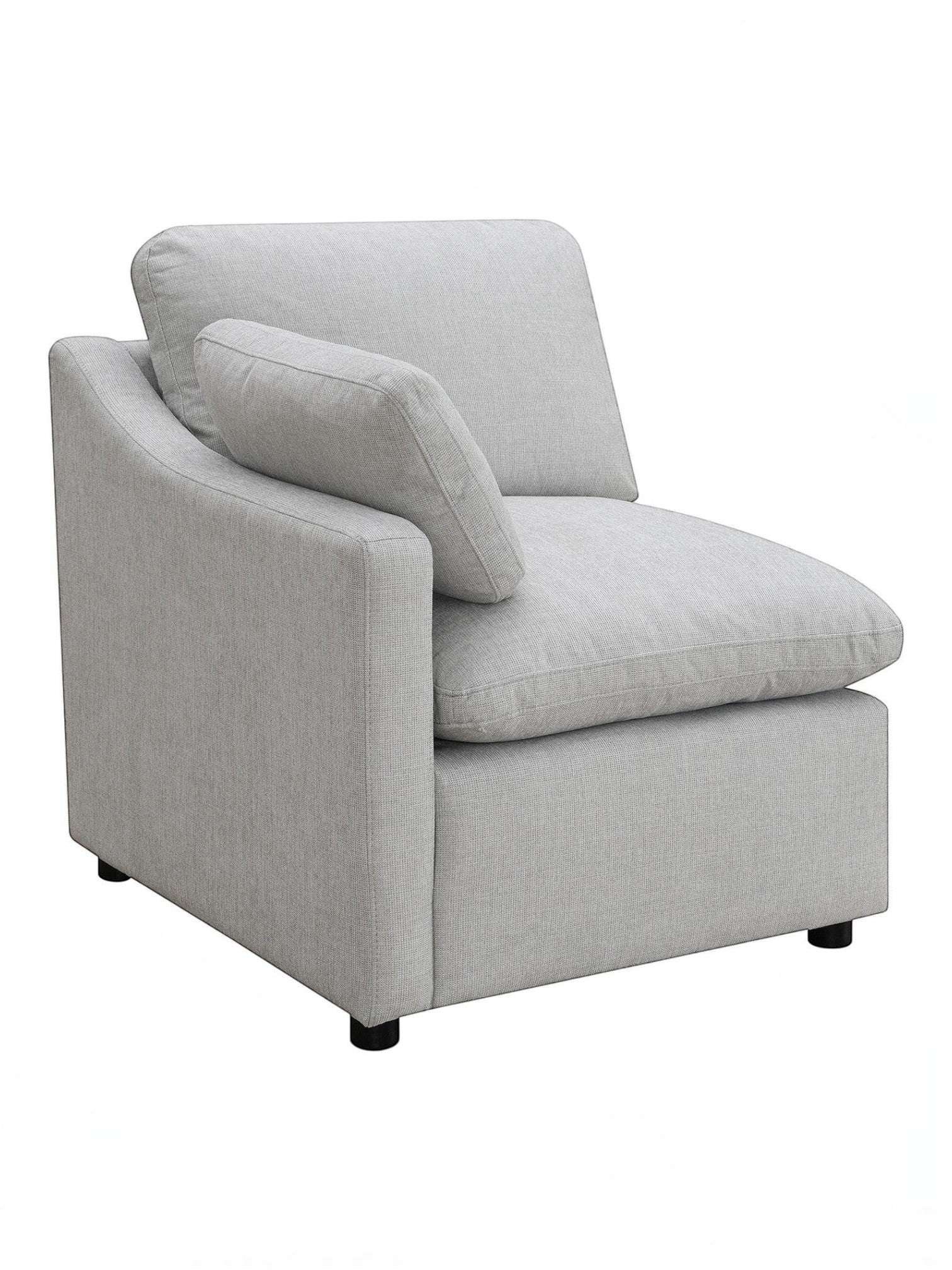 TOCO Meubles Canapé modulaire Marine gris clair en tissu texturé avec coussins moelleux et accoudoirs inclinés.