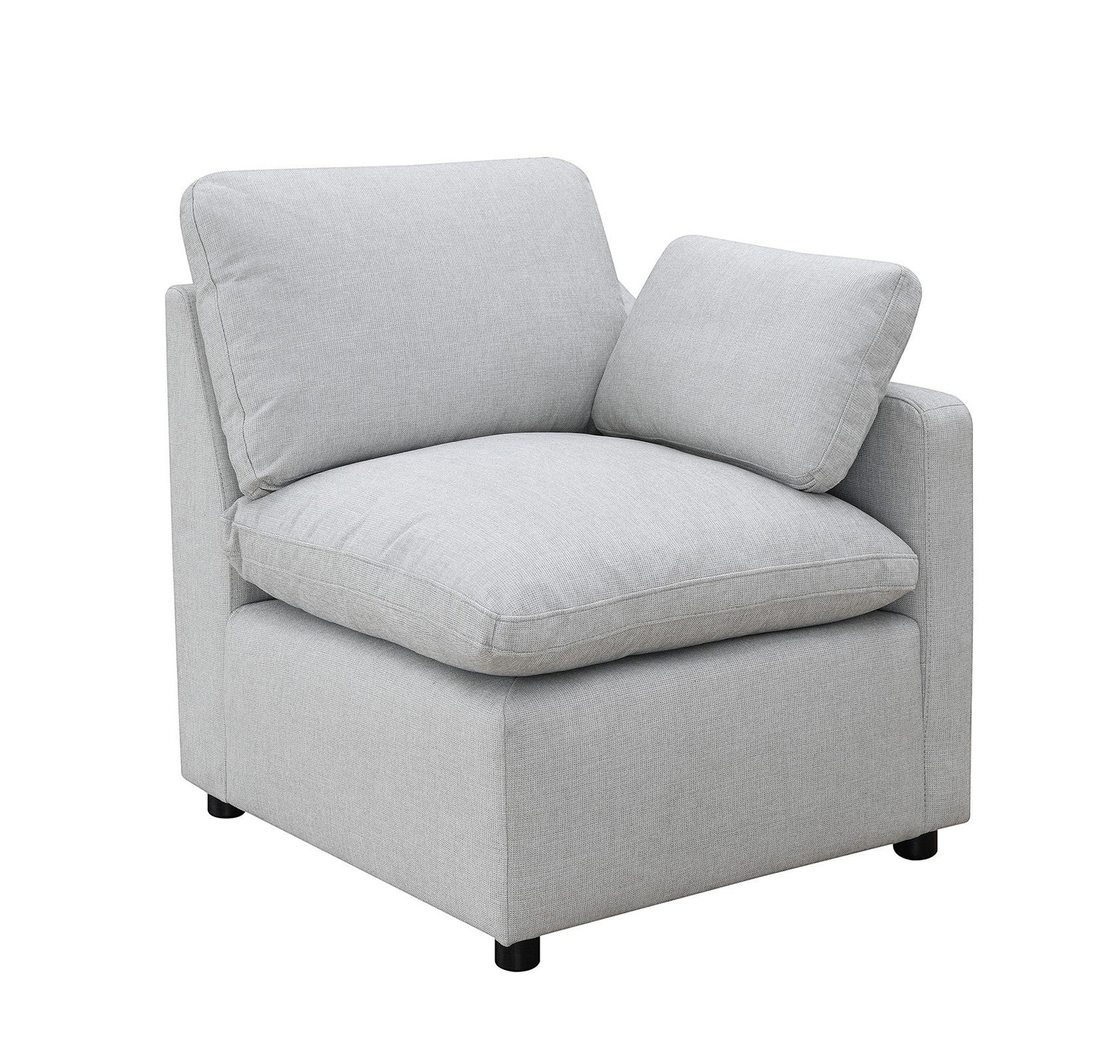TOCO Meubles Canapé modulaire Marine gris clair en tissu texturé avec coussins moelleux et accoudoirs inclinés.