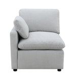 TOCO Meubles - Canapé modulaire gris clair en tissu texturé, accoudoir incliné, coussins moelleux, design contemporain