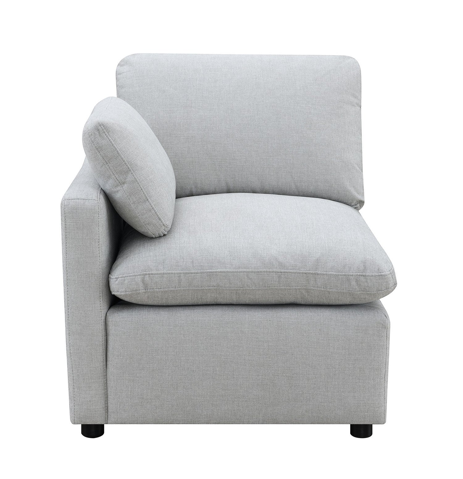 TOCO Meubles - Canapé modulaire gris clair en tissu texturé, accoudoir incliné, coussins moelleux, design contemporain