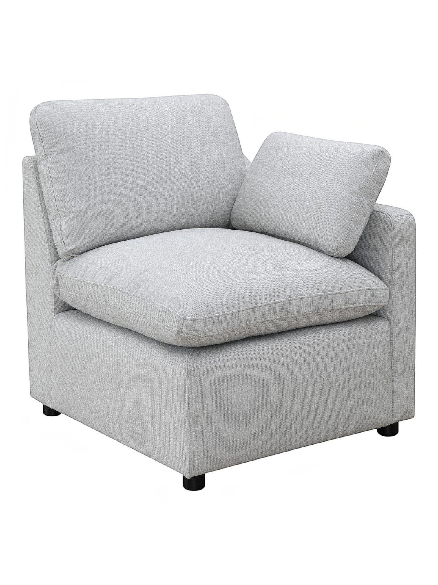 TOCO Meubles Canapé modulaire Marine gris clair en tissu texturé avec coussins moelleux et accoudoirs inclinés.