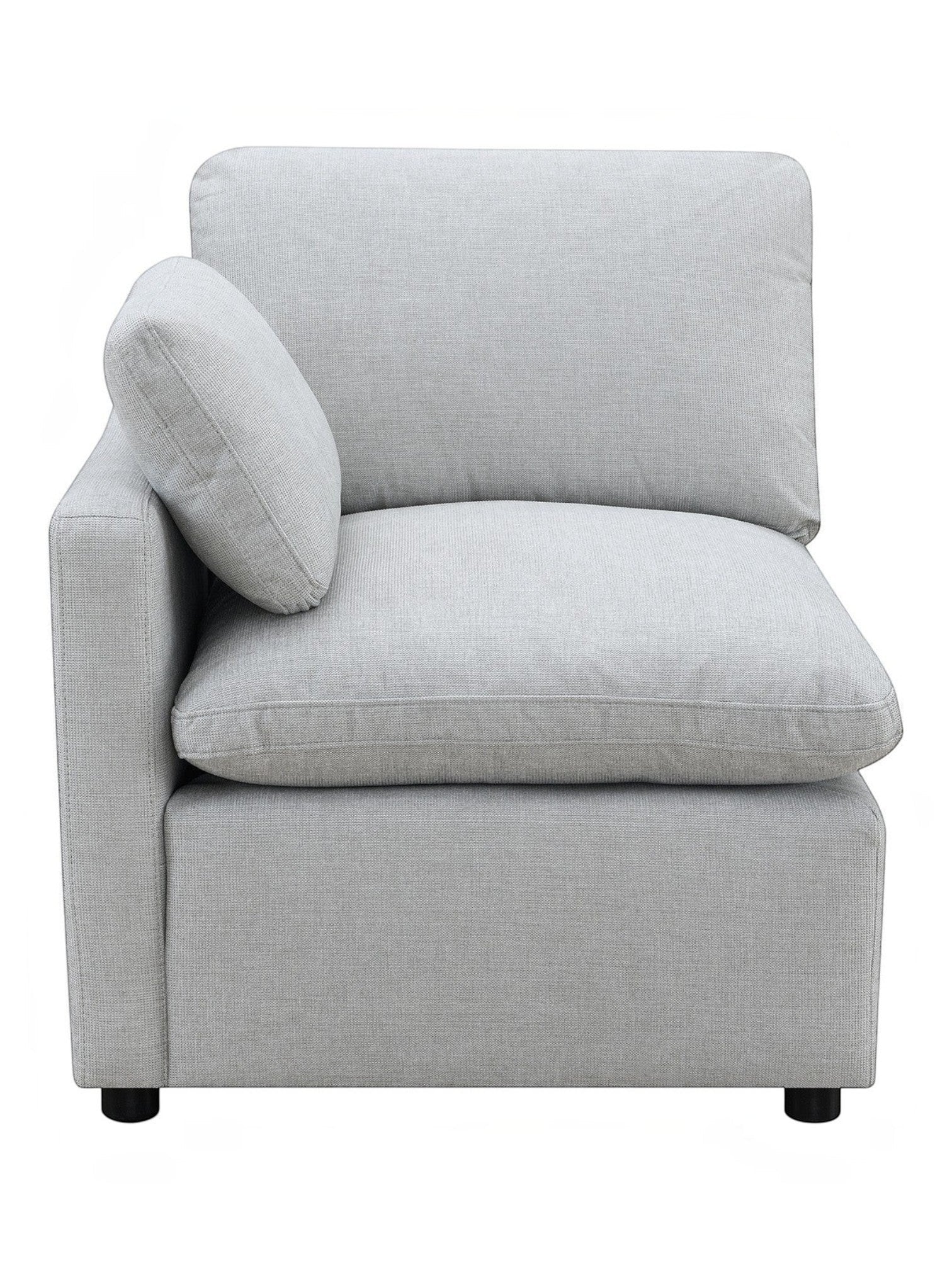 TOCO Meubles - Canapé modulaire gris clair en tissu texturé, accoudoir incliné, coussins moelleux, design contemporain