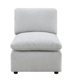 TOCO Meubles - Canapé modulaire gris clair en tissu texturé, siège sectionnel confortable avec coussins moelleux.