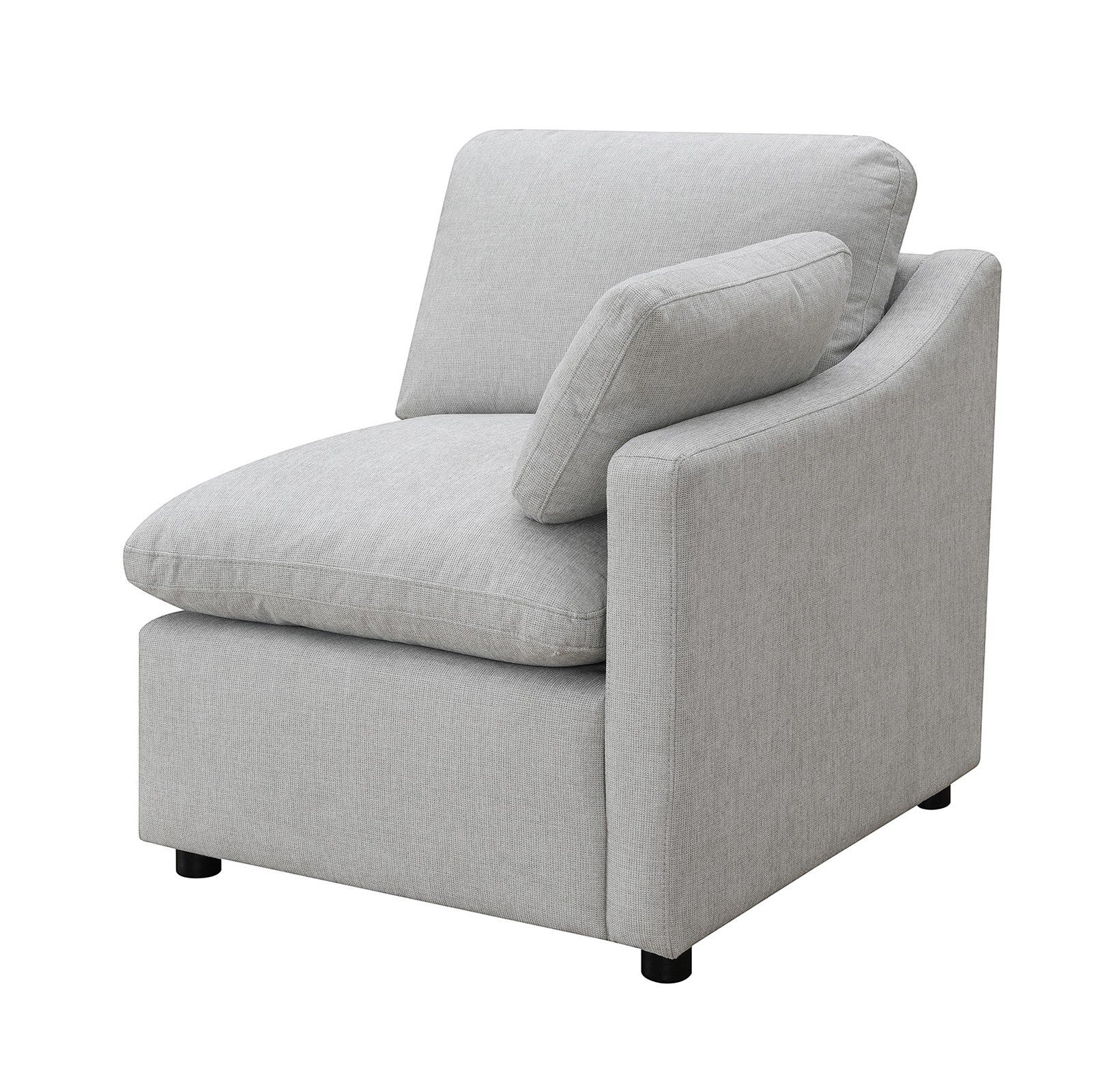 TOCO Meubles Canapé modulaire Marine gris clair en tissu texturé avec coussins d'assise et de dossier moelleux et accoudoirs inclinés.