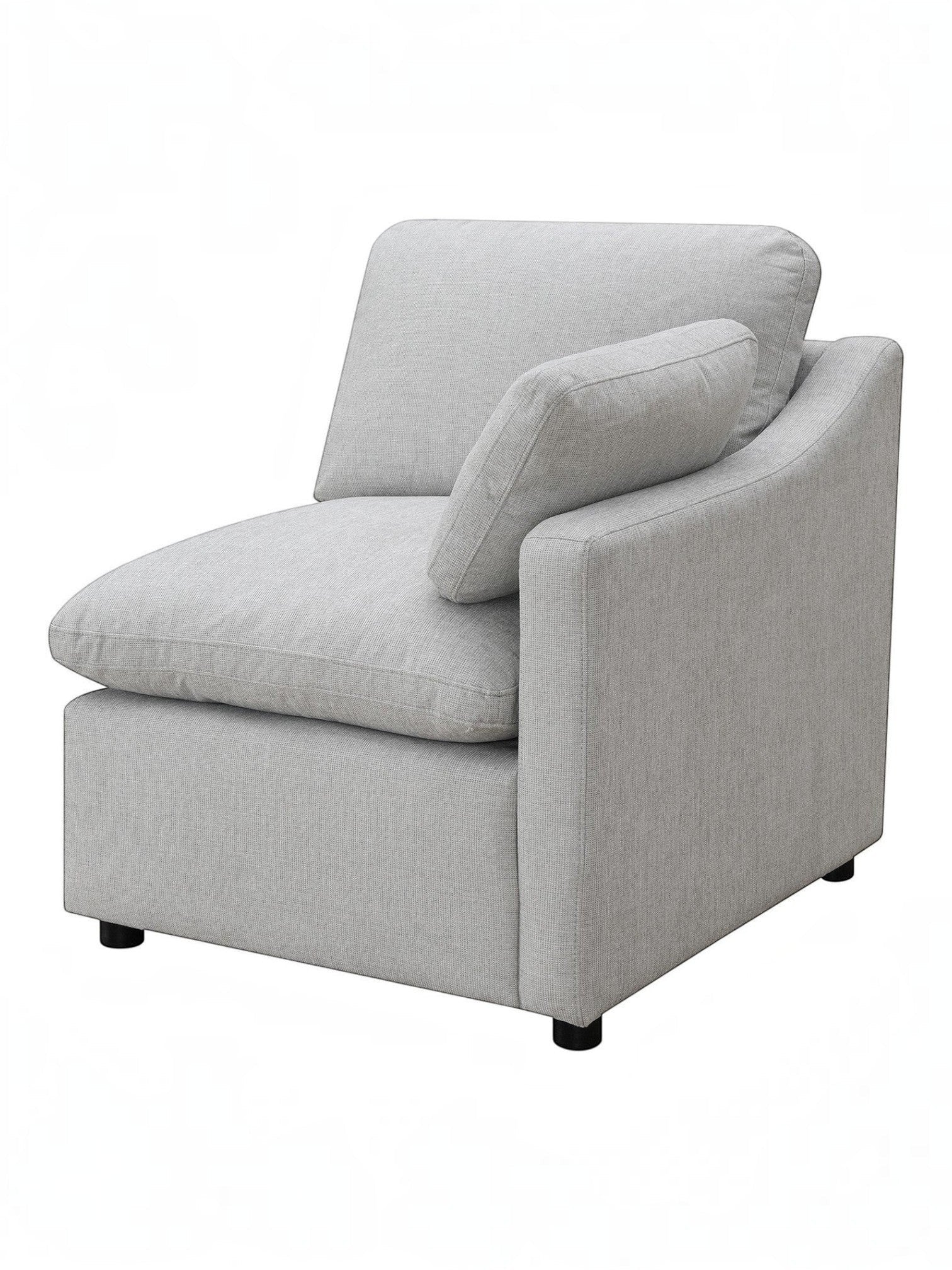 TOCO Meubles Canapé modulaire Marine gris clair en tissu texturé avec coussins d'assise et de dossier moelleux et accoudoirs inclinés.